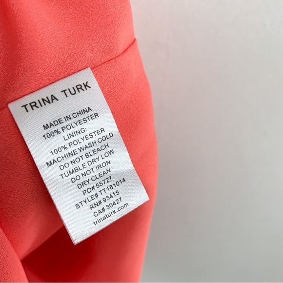 Trina Turk Womens Traverse Ruffle Sleeve Dress in Coral Lilly Sz XS - Picture 8 of 8